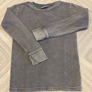 Mish Boys Gray Waffle Crewneck Long Sleeve Shirt Size 7